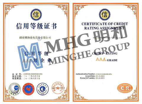 明和光电再次获评湖南省信用等级AAA级企业